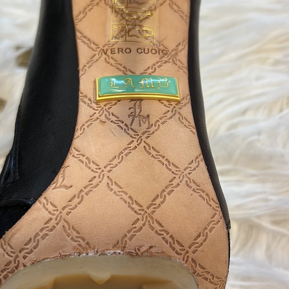 L.A.M.B. Black Suede Leather Peep Toe Pumps - Picture 8 of 10